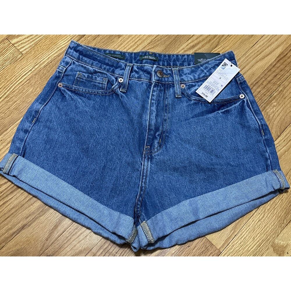 Wild Fable Highest Rise Mom Shorts Size 6 Happy Blue Denim Rolled Cuffed NWT